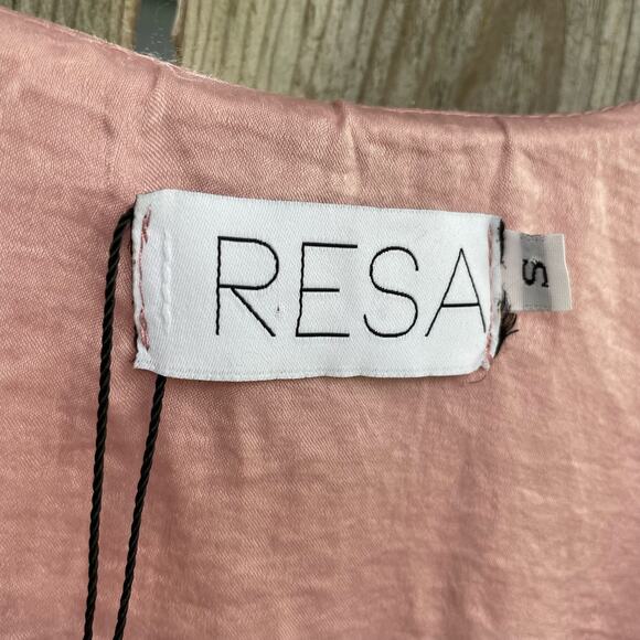 Resa Lindsay Wrap Dress Plunge V-Neck Wedding Bridesmaid Satin Pink Small NWT - Picture 12 of 13